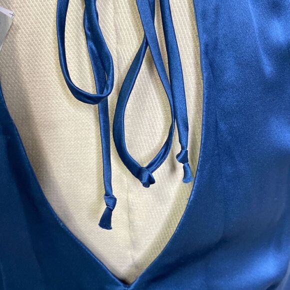 BCBGMaxazria Womens Jeweled Cut Out Ruffle Sleeveless Cocktail Dress Blue 2 - Picture 11 of 16